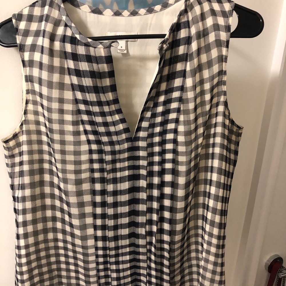 J Crew Navy and White Plaid Tank